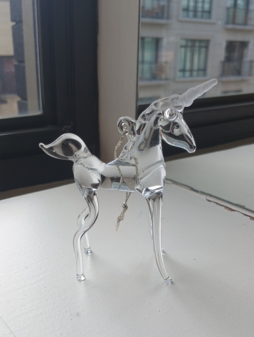 Clear Glass Unicorn Ornament FIgurine